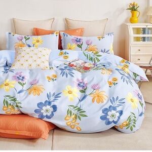 100% Cotton Queen Duvet Cover set 3Pcs Comforter Cover Pillowcases Floral Soft